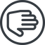 Line, right, normal, solid, circle, hand, stop, fingers icon