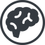 Line, normal, circle, horizontal, mirror, side, human, idea, brain, intelligence, brain-side, brain-side-alt-solid, synapse, neuron, memory icon