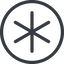 Line, up, normal, circle, star, asterisk icon