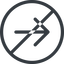 Line, right, circle, arrow, direction, prohibited, arrow-simple icon