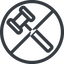 Line, normal, circle, horizontal, mirror, prohibited, gavel, law, auction, hammer, judge icon