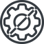 Line, normal, circle, horizontal, mirror, setting, config, gear, wheel, settings, cog, prohibited icon