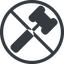 Line, normal, circle, prohibited, gavel, law, auction, hammer, judge, gavel-solid icon