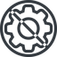 Line, normal, circle, setting, config, gear, wheel, settings, cog, prohibited icon