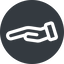 Down, normal, solid, circle, healthcare, help, care, gift, hand, giving, giving-hand, love, give icon