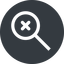 Left, normal, solid, circle, cross, search, magnifying, glass, research, magnifying-glass, keywords, keyword, glass-cross, no-result, magnifying-glass-cross icon