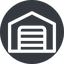 Normal, solid, circle, car, storage, repository, amazon, parking, distribution, warehouse, hangar, logistics, inventory, depot, storehouse, stockroom, garage, carport icon