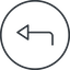 Thin, line, down, circle, sign, confirm, horizontal, mirror, arrow, key, submit, send, return, enter, return-sign, return-sign-thin icon