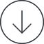 Thin, line, down, circle, arrow, direction, arrow-simple-thin icon