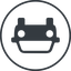 Thin, line, down, circle, car, front, vehicle, transport, car-front-small icon