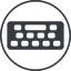 Thin, line, down, circle, desktop, keyboard, keypad, typing, keyboard-solid icon