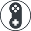 Thin, line, left, solid, circle, horizontal, mirror, game, gaming, games, gamepad, pad, joystick, gamepad-solid icon