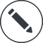 Thin, line, left, wide, circle, pen, pencil, draw, edit icon