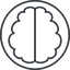 Thin, line, up, circle, human, idea, brain, intelligence, brain-thin, synapse, neuron, memory icon