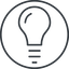 Thin, line, up, circle, light, bulb, brainstorming, creativity, idea, tip, lamp, bulb-thin icon