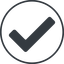 Thin, line, circle, check, ok, valid, checked, done, confirm, confirmed, success, yes, submit, send icon