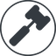 Thin, line, circle, gavel, law, auction, hammer, judge, gavel-solid icon