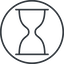 Thin, line, solid, circle, glass, wait, load, loading, waiting, clock, hour, hourglass, sandglass, sand, timer, hourglass-thin icon
