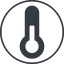Thin, line, circle, thermometer, cold, heat, temperature-solid icon