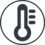 Thin, line, solid, circle, temperature, thermometer, heat, high, hot, thermometer-high, thermometer-high-solid icon