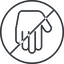 Thin, line, down, solid, circle, horizontal, mirror, prohibited, hand, stop, fingers, hand-thin icon