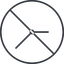 Thin, line, left, circle, horizontal, mirror, prohibited, clock, time, meeting, hour, minute, hours, minutes, clock-thin icon