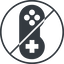 Thin, line, left, solid, circle, prohibited, game, gaming, games, gamepad, pad, joystick, gamepad-solid icon