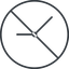 Thin, line, right, circle, horizontal, mirror, prohibited, clock, time, meeting, hour, minute, hours, minutes, clock-thin icon