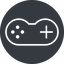 Thin, down, solid, circle, game, gaming, games, gamepad, pad, joystick, gamepad-thin icon