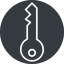 Thin, left, solid, circle, horizontal, mirror, unlocked, unlock, locked, lock, key, access, security, key-thin icon