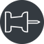 Thin, left, solid, circle, thumbtack, pin, unpin, thumbtack-thin icon
