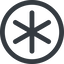Line, up, wide, circle, star, asterisk, asterisk-wide icon