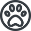Line, up, wide, circle, animal, cat, paw, dog, bear, paw-wide icon