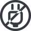 Line, left, wide, circle, prohibited, electricity, plug, charge, charger, electric, plug-wide, electrics, electrical icon