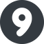 Down, wide, solid, circle, number, font, digit, 6, six, six-wide, 9, nine icon