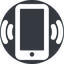 Up, wide, solid, circle, iphone, phone, mobile, android, gsm, smartphone, cell, bell, ring, ringing, ringtone, smartphone-ringing-solid icon
