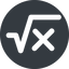Wide, solid, circle, square, root, formula, equation, math, mathematics, square-root, square-root-wide, mathematical, maths icon