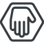 Line, down, normal, solid, hexagon, horizontal, mirror, hand, stop, fingers icon