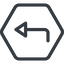 Line, down, normal, hexagon, sign, confirm, horizontal, mirror, arrow, key, submit, send, return, enter, return-sign icon