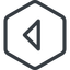 Line, left, normal, hexagon, arrow, direction, caret icon