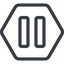Line, normal, hexagon, arrow, video, play, mp3, player, pause icon
