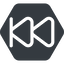 Down, normal, solid, hexagon, video, play, forward, backward, mp3, player, fast, pause, forward-fast icon