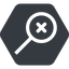Up, normal, solid, hexagon, cross, search, magnifying, glass, research, magnifying-glass, keywords, keyword, glass-cross, no-result, magnifying-glass-cross icon