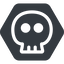 Normal, solid, hexagon, danger, skull, death, dead icon
