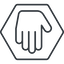 Thin, line, down, solid, hexagon, horizontal, mirror, hand, stop, fingers, hand-thin icon