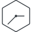 Thin, line, left, hexagon, horizontal, mirror, clock, time, meeting, hour, minute, hours, minutes, clock-thin icon