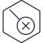 Thin, line, right, hexagon, cross, search, magnifying, glass, research, magnifying-glass, keywords, keyword, glass-cross, no-result, magnifying-glass-cross-thin, magnifying-glass-cross icon