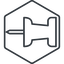 Thin, line, right, hexagon, thumbtack, pin, unpin, thumbtack-thin icon