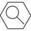 Thin, line, hexagon, search, magnifying, glass, horizontal, mirror, research, magnifying-glass-thin, magnifying-glass, keywords, keyword icon