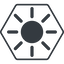 Thin, line, up, hexagon, star, light, brightness, luminosity, intensity, brilliance, lighter, darker, dark, mode, Illumination, sun, shine, flash, ray, brightness-full icon
